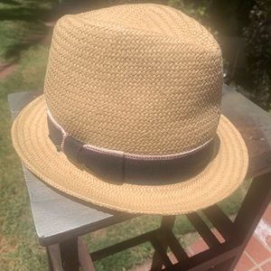 Straw Banana Republic fedora hat sz small